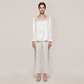 100% Mulberry Silk Square Neck Long Sleeve Pajama Set - Nomee