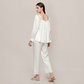 100% Mulberry Silk Square Neck Long Sleeve Pajama Set - Nomee