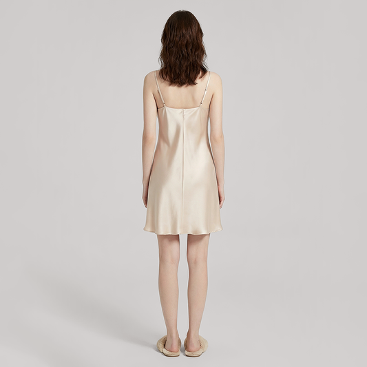 19 Momme Silk Cowl Neck Slip Dress - Sexy Nightgown - Nomee