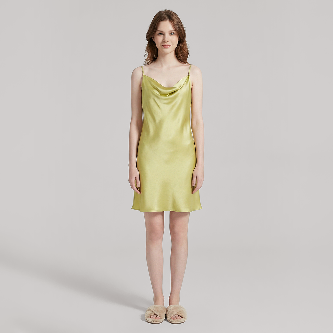 19 Momme Silk Cowl Neck Slip Dress - Sexy Nightgown - Nomee