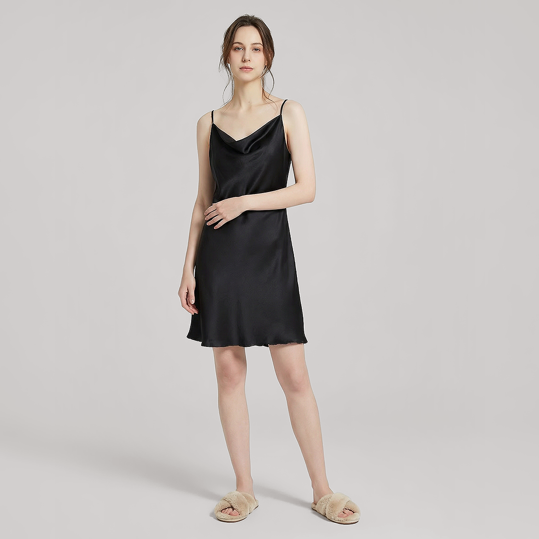 19 Momme Silk Cowl Neck Slip Dress - Sexy Nightgown - Nomee