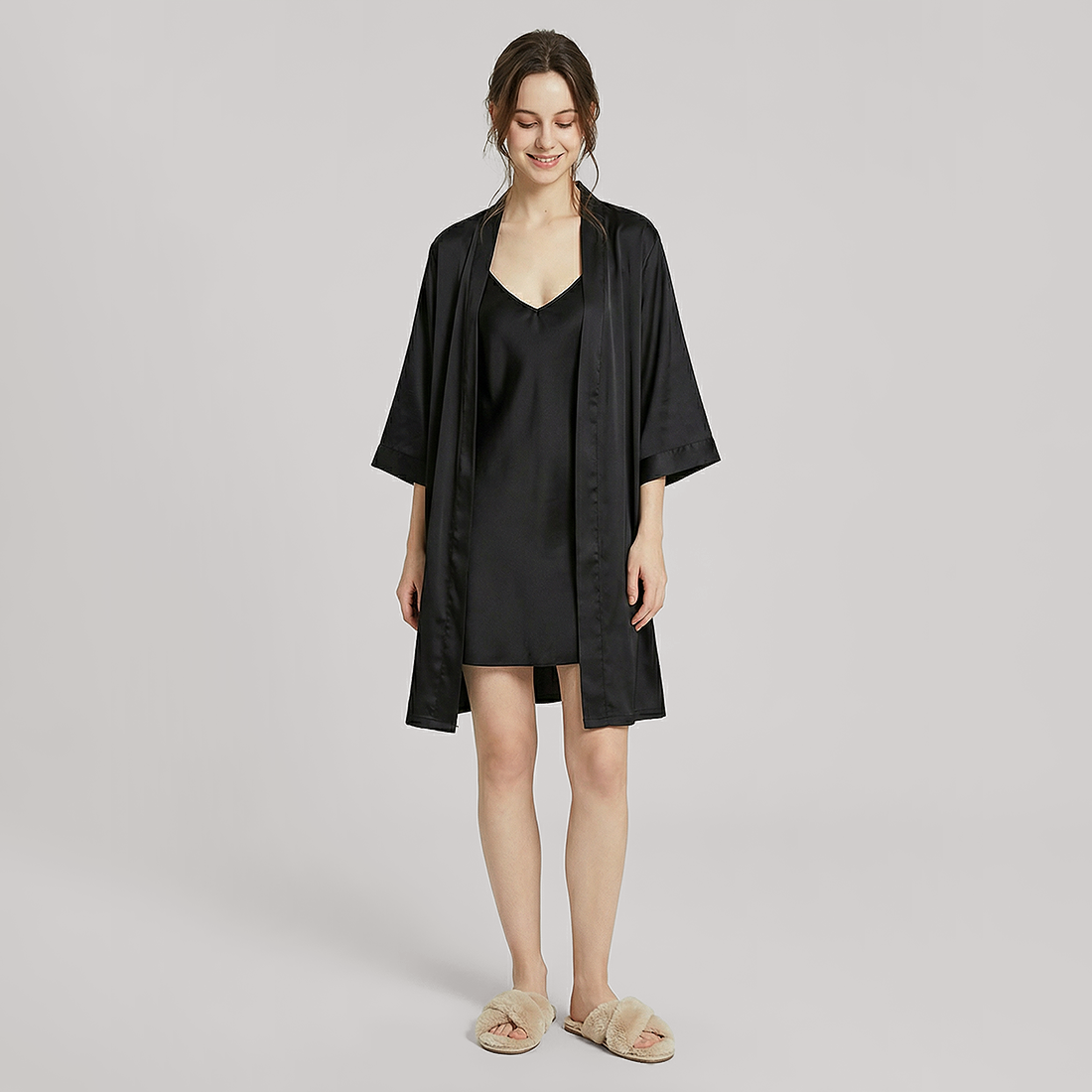19 Momme Mulberry Silk Robe -  Morning Robe - Nomee