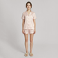19 Momme Silk Short Sleeve Shorts Set - Pink Stripe Summer Pajama - Nomee