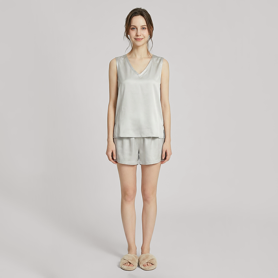 19 Momme Mulberry Silk Sleeveless Pajama Set - Nomee