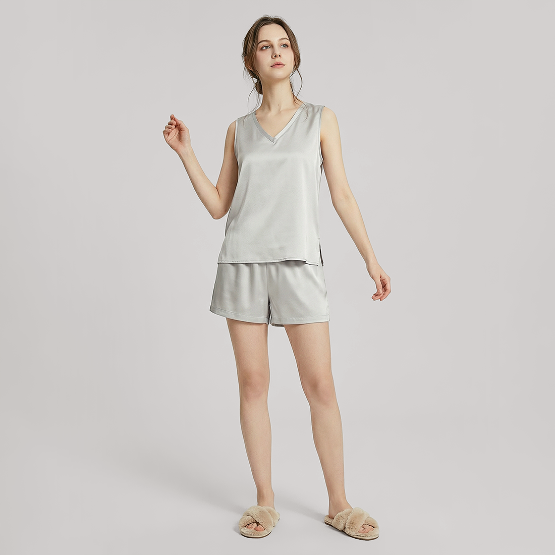 19 Momme Mulberry Silk Sleeveless Pajama Set - Nomee