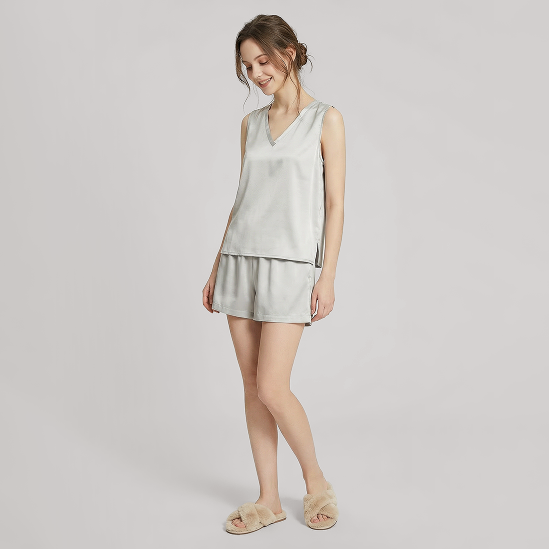 19 Momme Mulberry Silk Sleeveless Pajama Set - Nomee
