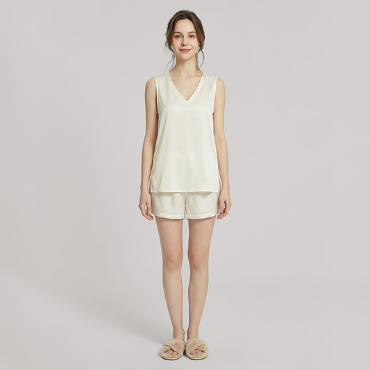 19 Momme Mulberry Silk Sleeveless Pajama Set - Nomee