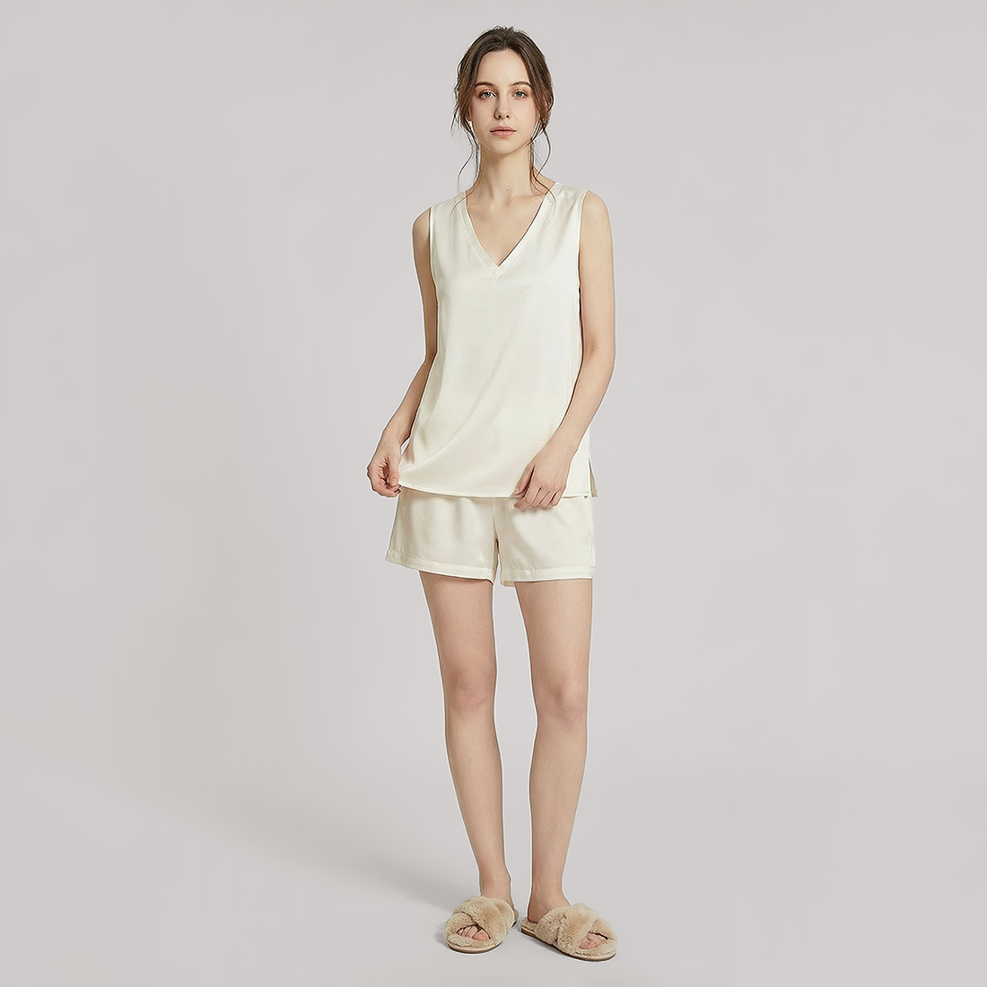 19 Momme Mulberry Silk Sleeveless Pajama Set - Nomee
