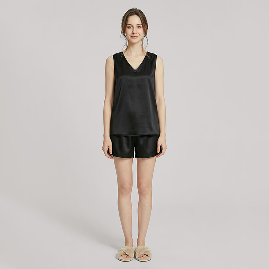 19 Momme Mulberry Silk Sleeveless Pajama Set - Nomee