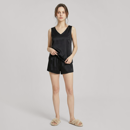19 Momme Mulberry Silk Sleeveless Pajama Set - Nomee